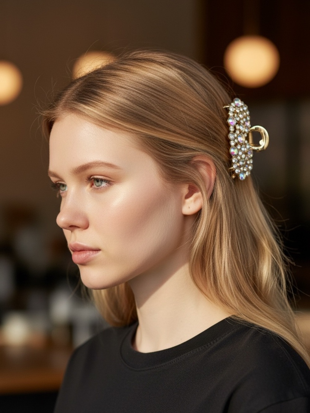 Gold Crystal Heart Hair Clip 🆕